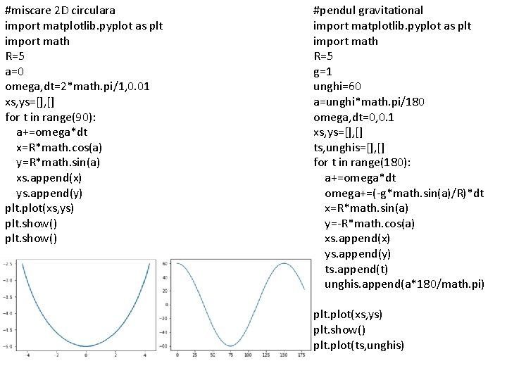 #miscare 2 D circulara import matplotlib. pyplot as plt import math R=5 a=0 omega,