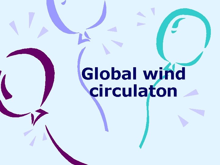 Global wind circulaton Global wind circulaton