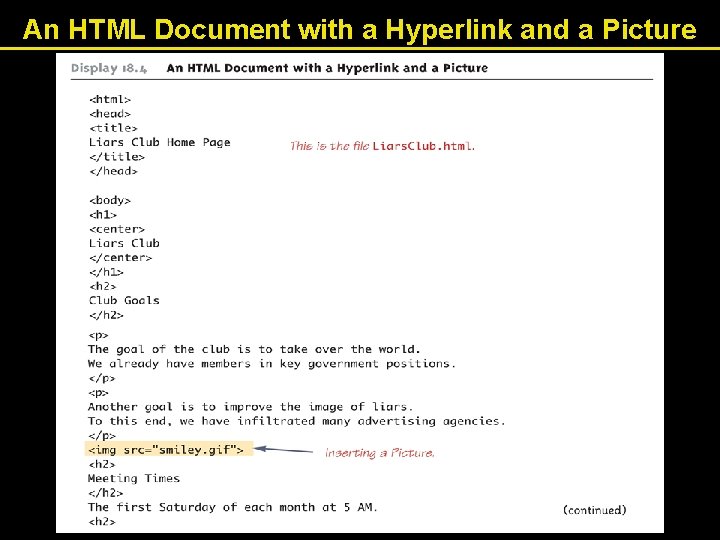 An HTML Document with a Hyperlink and a Picture An HTML Document with a Hyperlink and a Picture