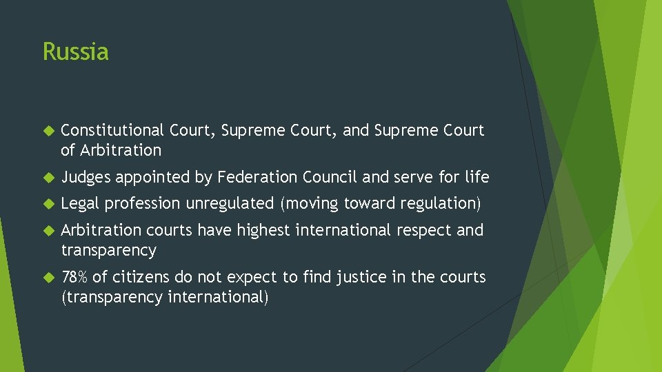 Russia Constitutional Court, Supreme Court, and Supreme Court of Arbitration Judges appointed by Federation
