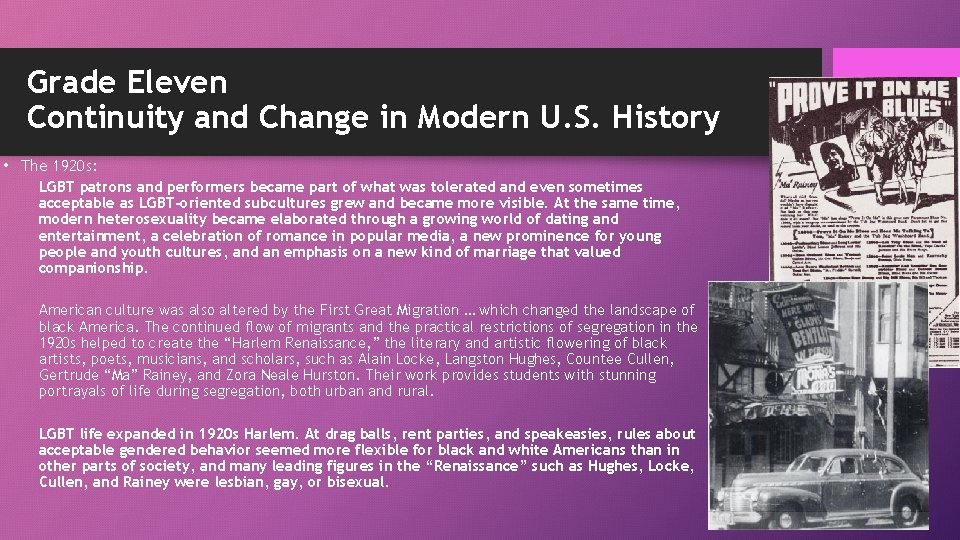 Grade Eleven Continuity and Change in Modern U. S. History • The 1920 s: