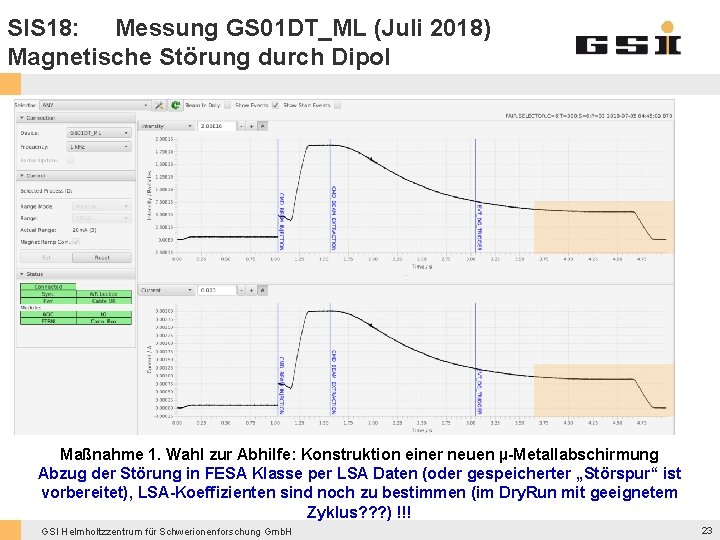 SIS 18: Messung GS 01 DT_ML (Juli 2018) Magnetische Störung durch Dipol Maßnahme 1. SIS 18: Messung GS 01 DT_ML (Juli 2018) Magnetische Störung durch Dipol Maßnahme 1.