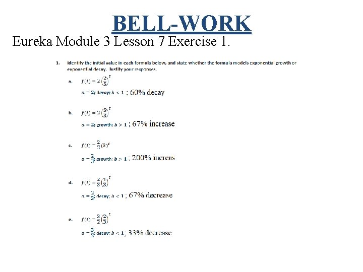 BELL-WORK Eureka Module 3 Lesson 7 Exercise 1. 