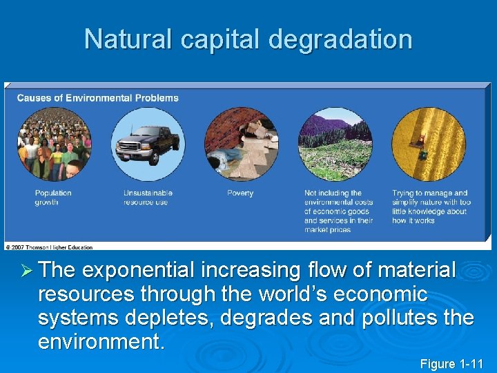 Natural capital degradation Ø The exponential increasing flow of material resources through the world’s