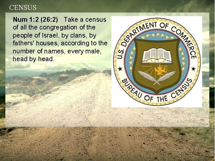 CENSUS Num 1: 2 (26: 2) Take a census of all the congregation of
