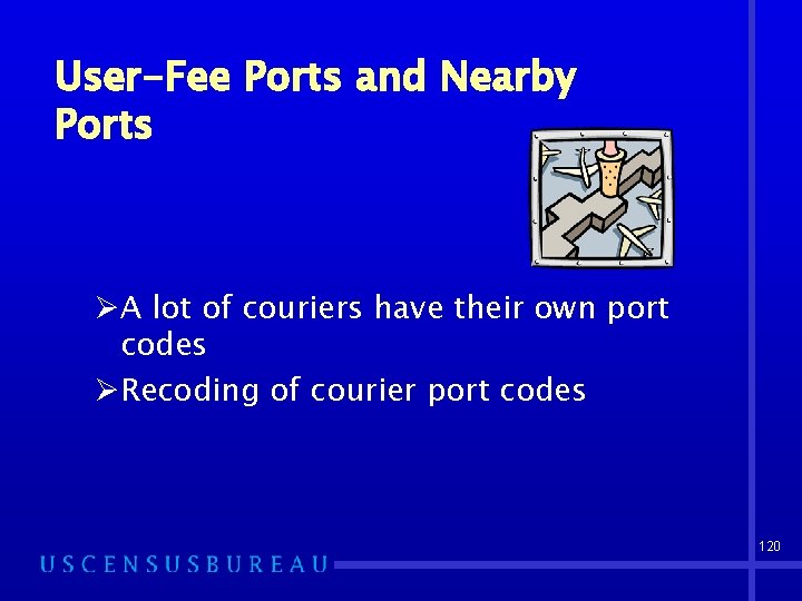 User-Fee Ports and Nearby Ports ØA lot of couriers have their own port codes