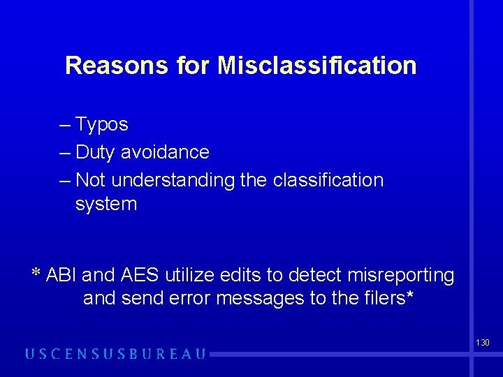 Reasons for Misclassification – Typos – Duty avoidance – Not understanding the classification system