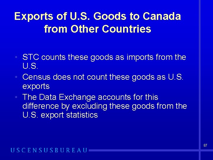 Exports of U. S. Goods to Canada from Other Countries • STC counts these