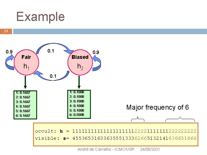 Example 21 0. 9 0. 1 Fair Biased h 1 h 2 0. 9