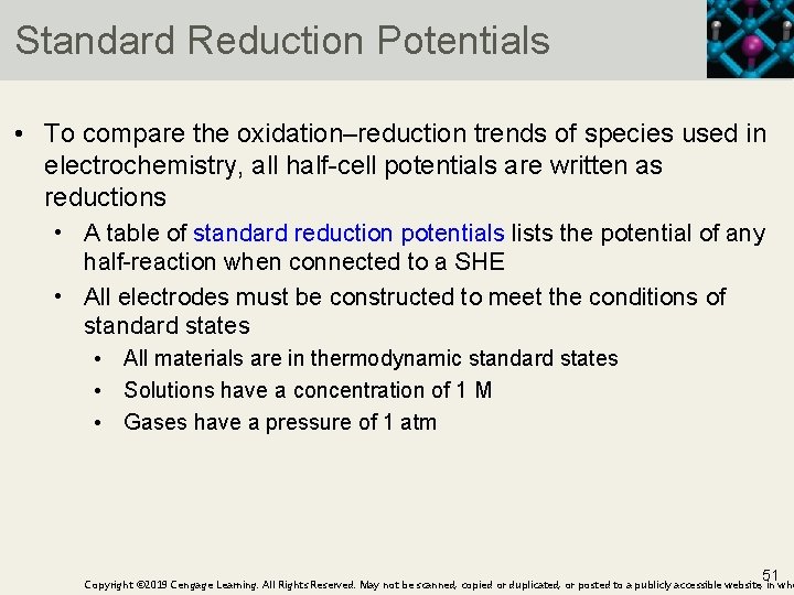 Standard Reduction Potentials • To compare the oxidation–reduction trends of species used in electrochemistry,