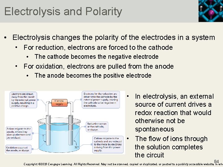 Electrolysis and Polarity • Electrolysis changes the polarity of the electrodes in a system