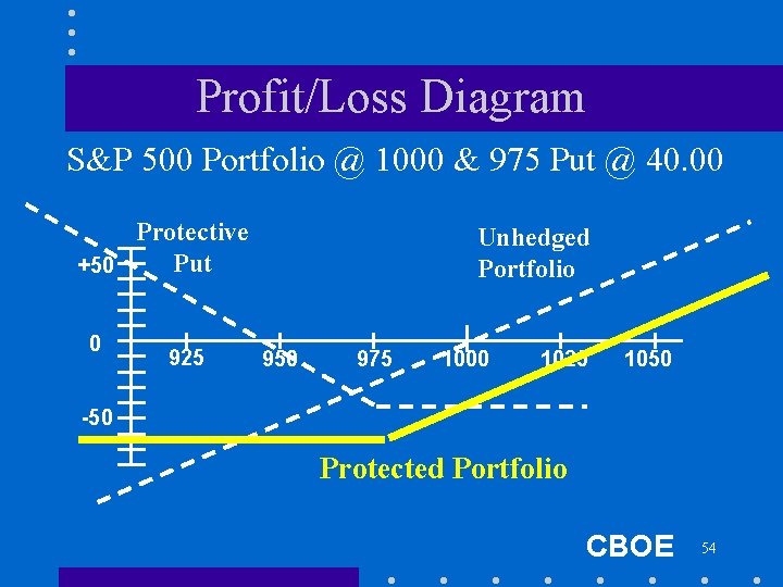 Profit/Loss Diagram S&P 500 Portfolio @ 1000 & 975 Put @ 40. 00 Protective