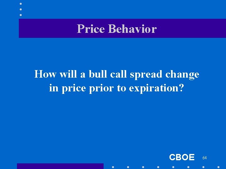 Price Behavior How will a bull call spread change in price prior to expiration?