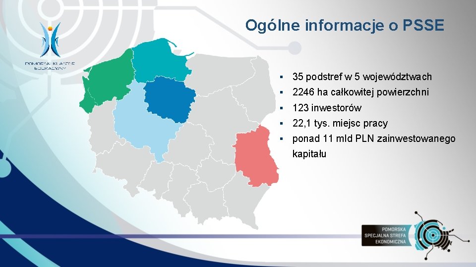 Ogólne informacje o PSSE § 35 podstref w 5 województwach § 2246 ha całkowitej