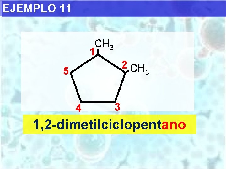 EJEMPLO 11 CH 3 1 2 CH 5 4 3 3 1, 2 -dimetilciclopentano