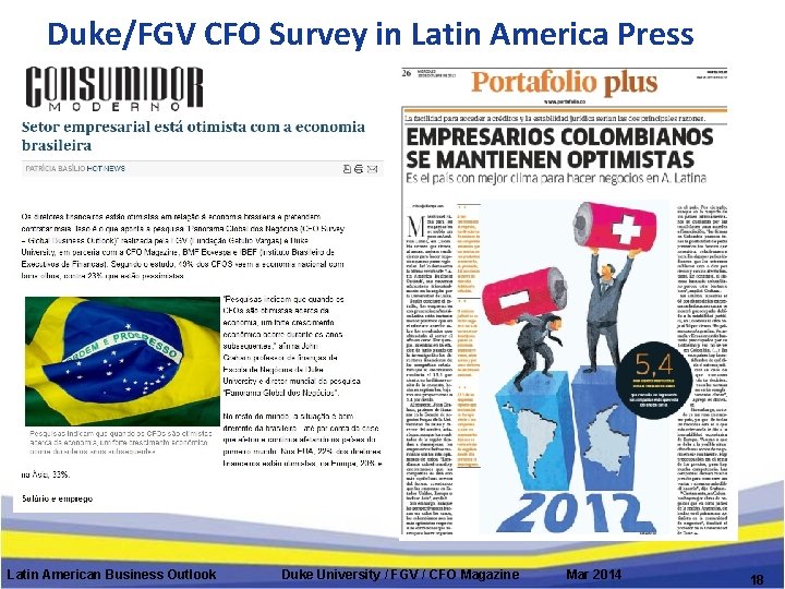 Duke/FGV CFO Survey in Latin America Press Latin American Business Outlook Duke University /