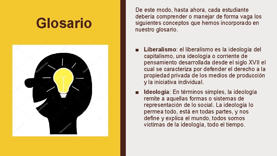 Glosario De este modo, hasta ahora, cada estudiante debería comprender o manejar de forma