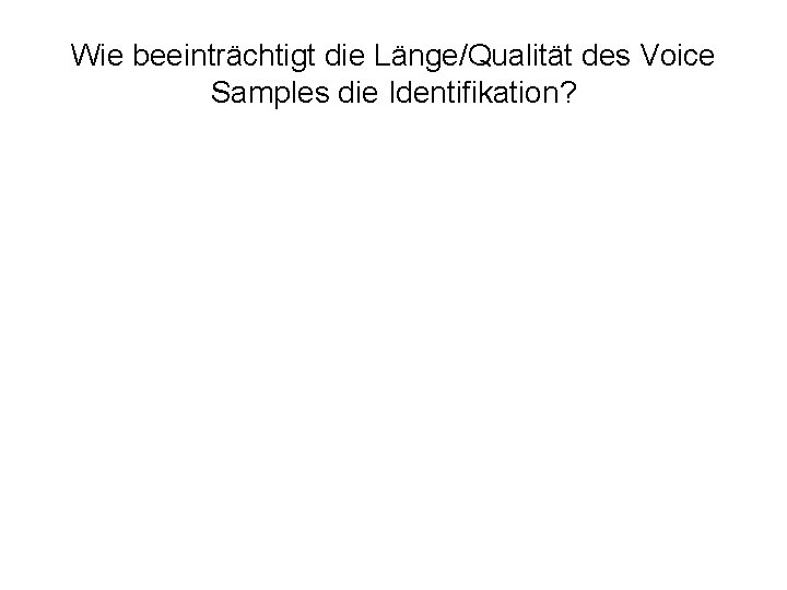 Wie beeinträchtigt die Länge/Qualität des Voice Samples die Identifikation? 