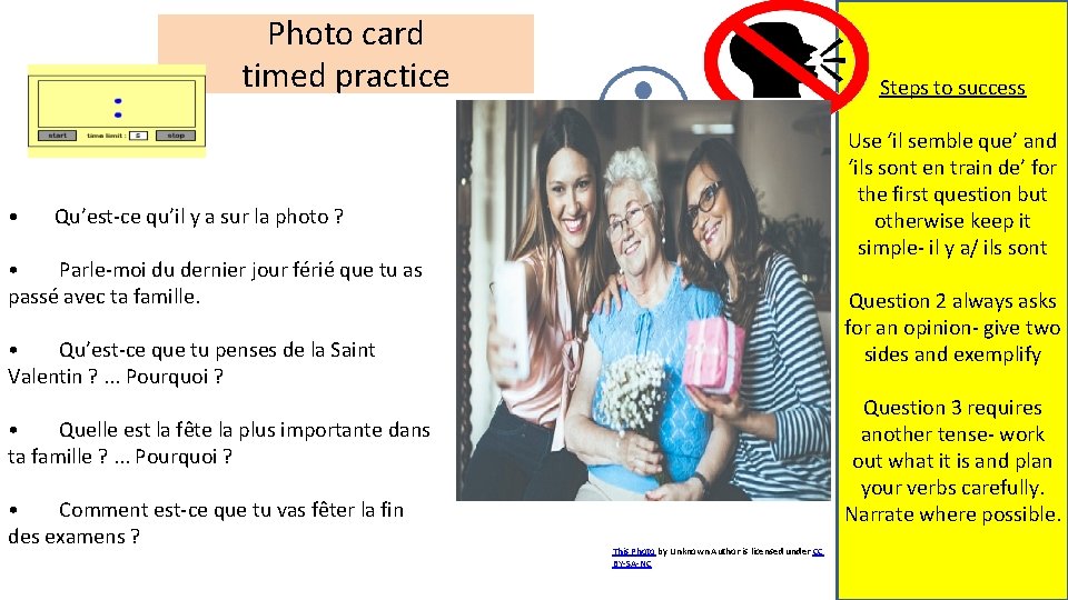 Photo card timed practice • Steps to success Use ‘il semble que’ and ‘ils