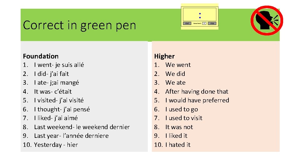 Correct in green pen Foundation 1. 2. 3. 4. 5. 6. 7. 8. 9.