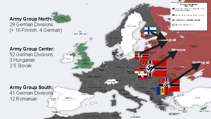 Army Group North: 29 German Divisions (+ 18 Finnish, 4 German) Leningrad Army Group