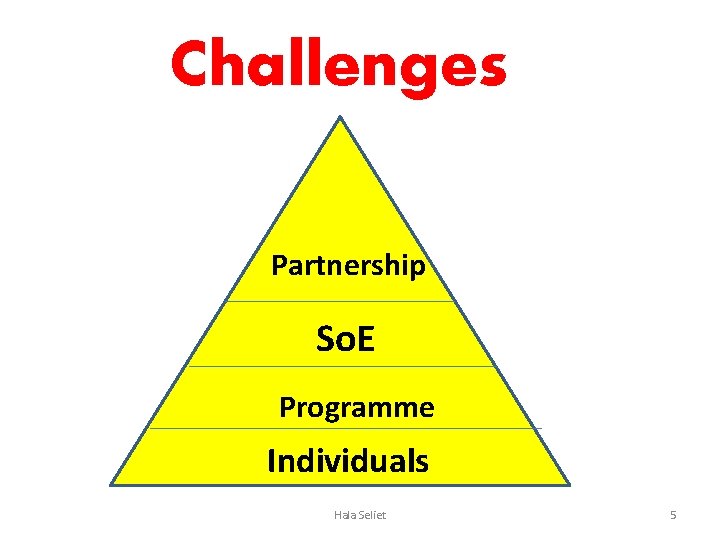 Challenges Partnership So. E Programme Individuals Hala Seliet 5 