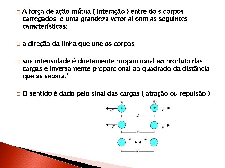 � � A força de ação mútua ( interação ) entre dois corpos carregados