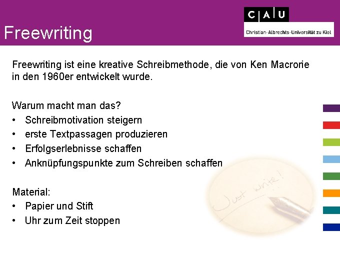 Freewriting ist eine kreative Schreibmethode, die von Ken Macrorie in den 1960 er entwickelt