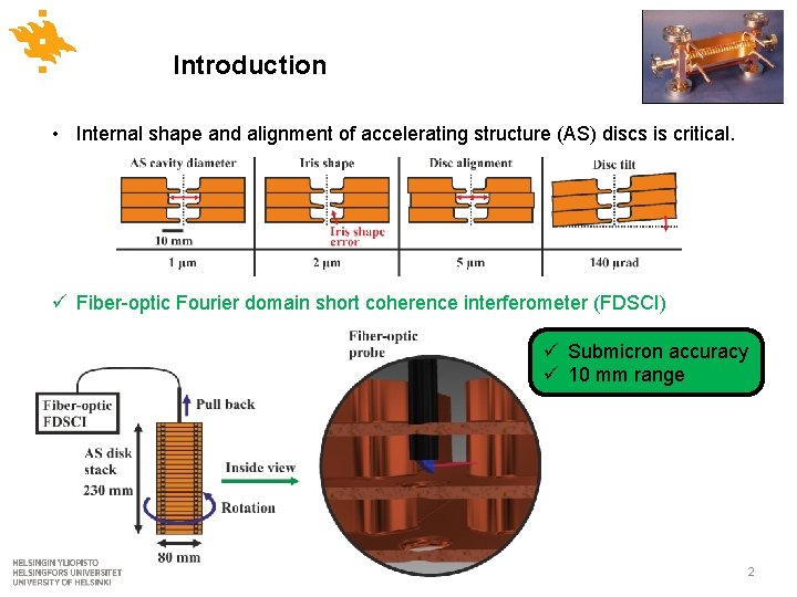 Introduction • Internal shape and alignment of accelerating structure (AS) discs is critical. ü