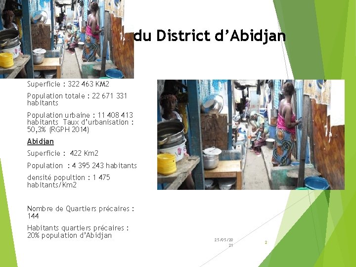 Présentation du District d’Abidjan Côte d’Ivoire Superficie : 322 463 KM 2 Population totale