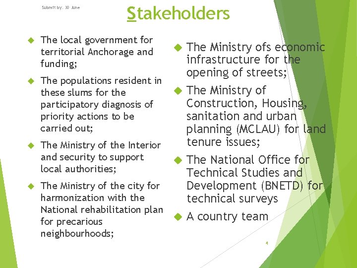 Submit by: 30 June Stakeholders The local government for territorial Anchorage and funding; The