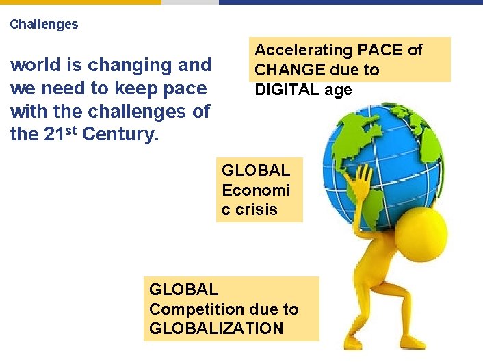 Challenges world is changing and we need to keep pace with the challenges of