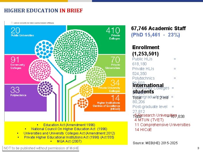 HIGHER EDUCATION IN BRIEF 67, 746 Academic Staff (Ph. D 15, 461 - 23%)