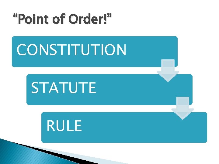 “Point of Order!” CONSTITUTION STATUTE RULE 
