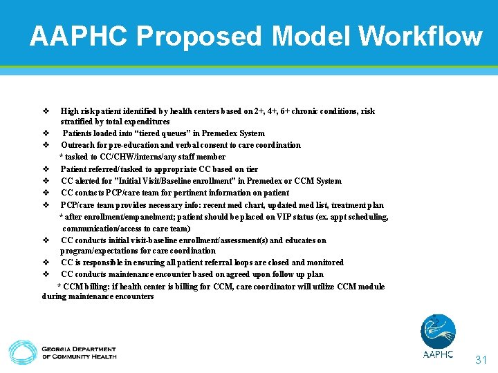 AAPHC Proposed Model Workflow v High risk patient identified by health centers based on AAPHC Proposed Model Workflow v High risk patient identified by health centers based on