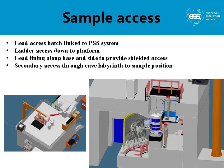 Sample access • • Lead access hatch linked to PSS system Ladder access down