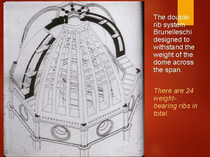 The doublerib system Brunelleschi designed to withstand the weight of the dome across the