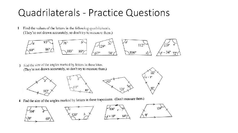 Quadrilaterals - Practice Questions 