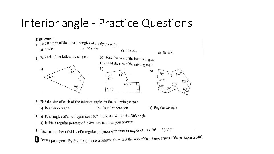 Interior angle - Practice Questions 