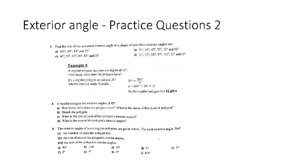 Exterior angle - Practice Questions 2 
