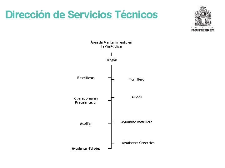 Dirección de Servicios Técnicos Área de Mantenimiento en la Vía Pública Dragón Rastrilleros Tornillero