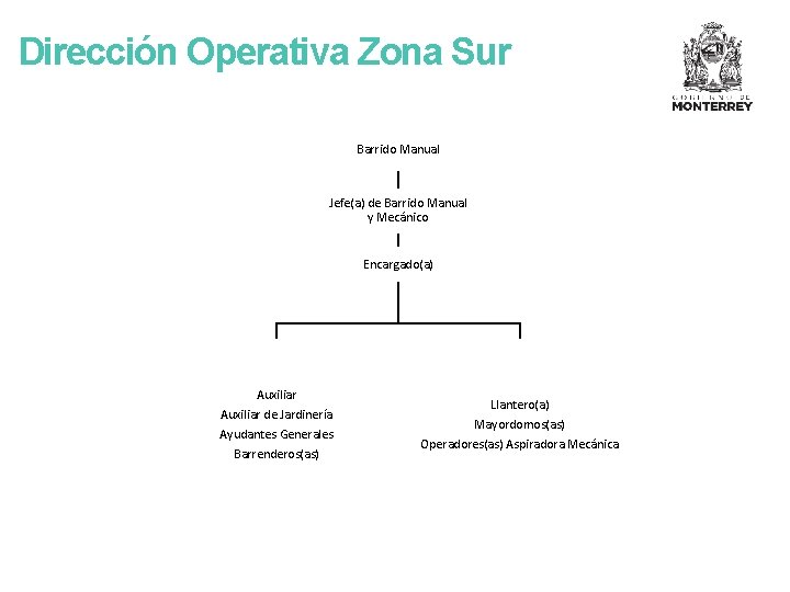 Dirección Operativa Zona Sur Barrido Manual Jefe(a) de Barrido Manual y Mecánico Encargado(a) Auxiliar