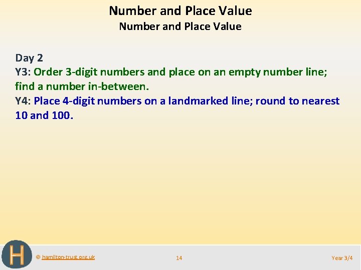 Number and Place Value Day 2 Y 3: Order 3 -digit numbers and place