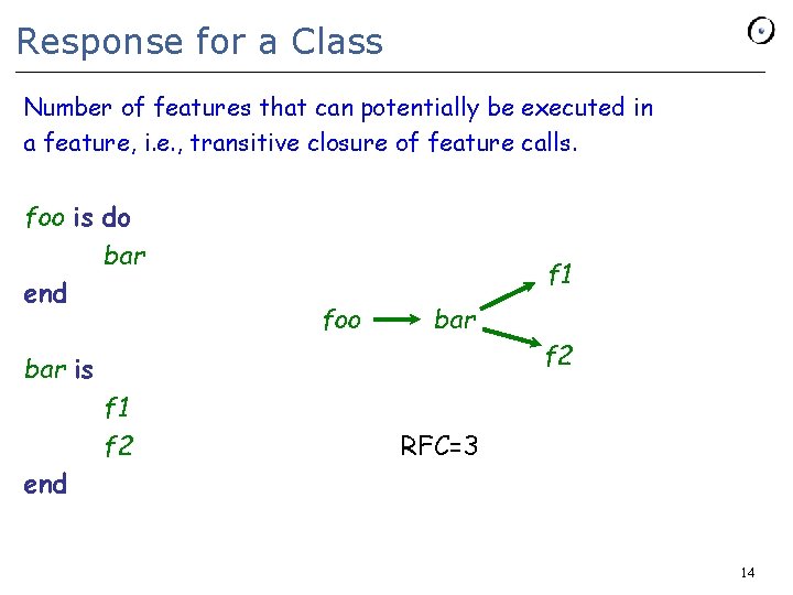 Response for a Class Number of features that can potentially be executed in a Response for a Class Number of features that can potentially be executed in a