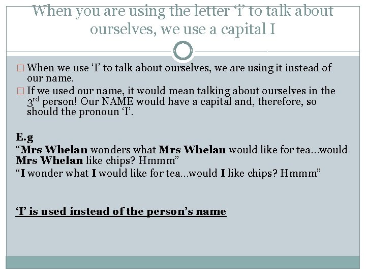 When you are using the letter ‘i’ to talk about ourselves, we use a