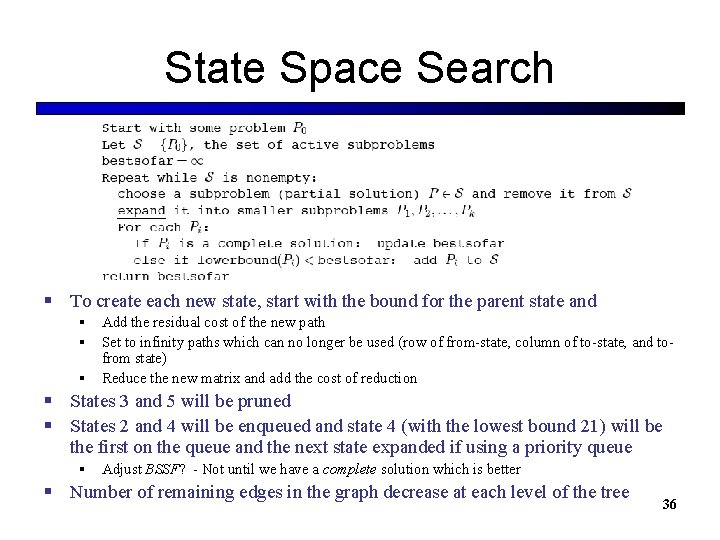 State Space Search § To create each new state, start with the bound for