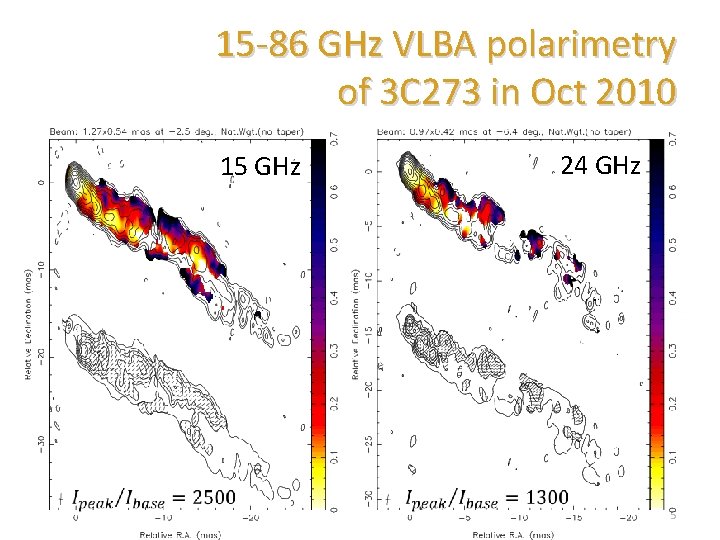 15 -86 GHz VLBA polarimetry of 3 C 273 in Oct 2010 15 GHz