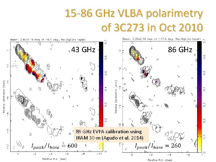 15 -86 GHz VLBA polarimetry of 3 C 273 in Oct 2010 43 GHz