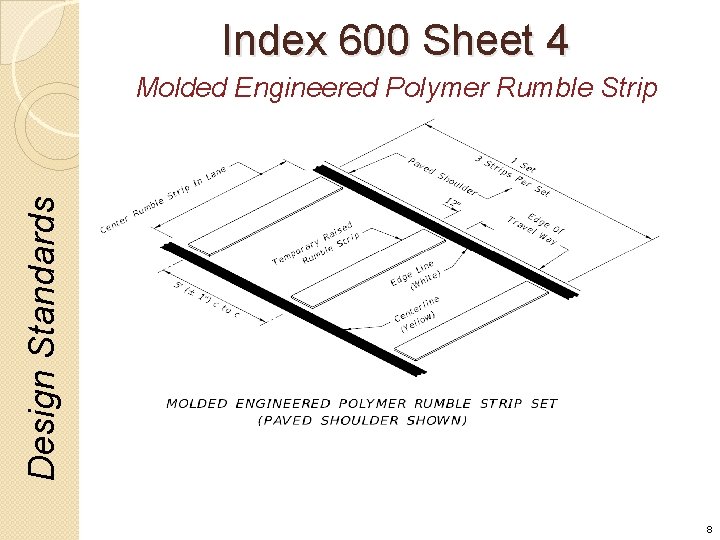 Index 600 Sheet 4 Design Standards Molded Engineered Polymer Rumble Strip 8 