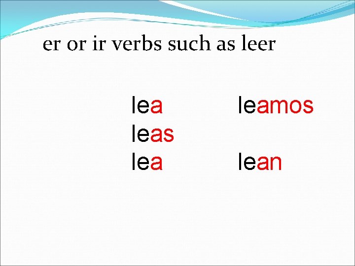 er or ir verbs such as leer leas leamos lean 